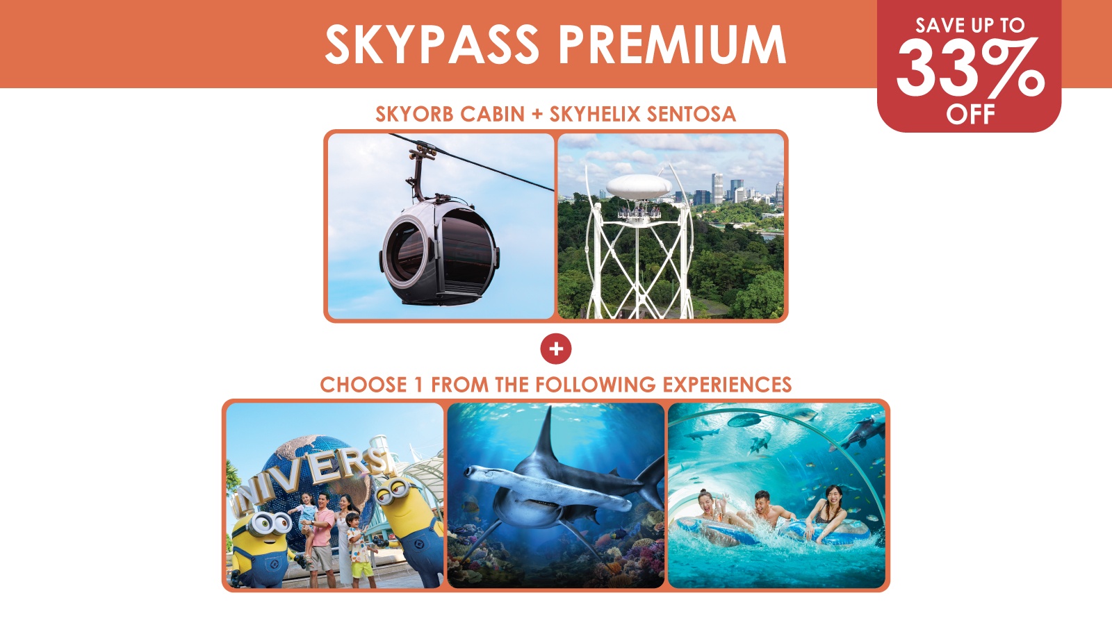 SkyPass Premium (Round Trip) + USS / SG Oceanarium / Adventure Cove