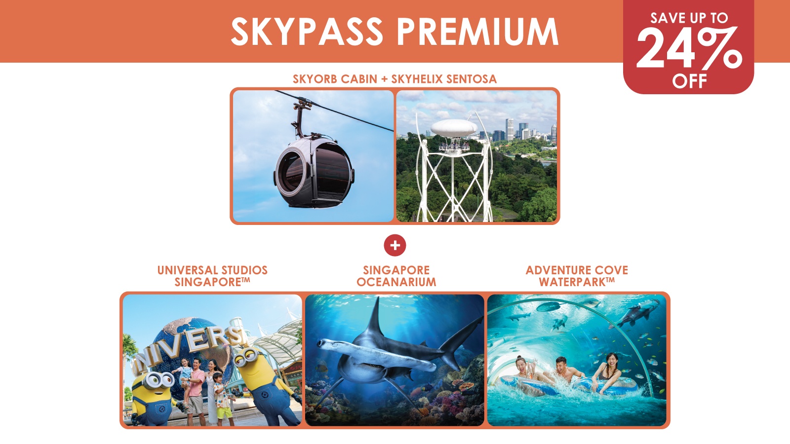 SkyPass Premium (Round Trip) + USS / SG Oceanarium / Adventure Cove