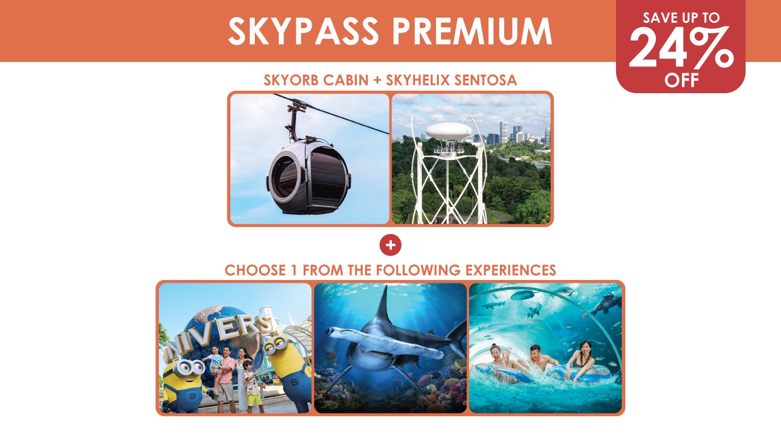 SkyPass Premium (Round Trip) + USS / SG Oceanarium / Adventure Cove